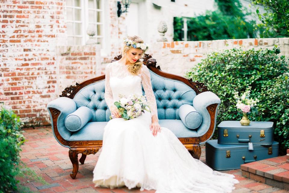 The bride holding her bouquet