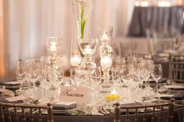 Table setup with bouquet