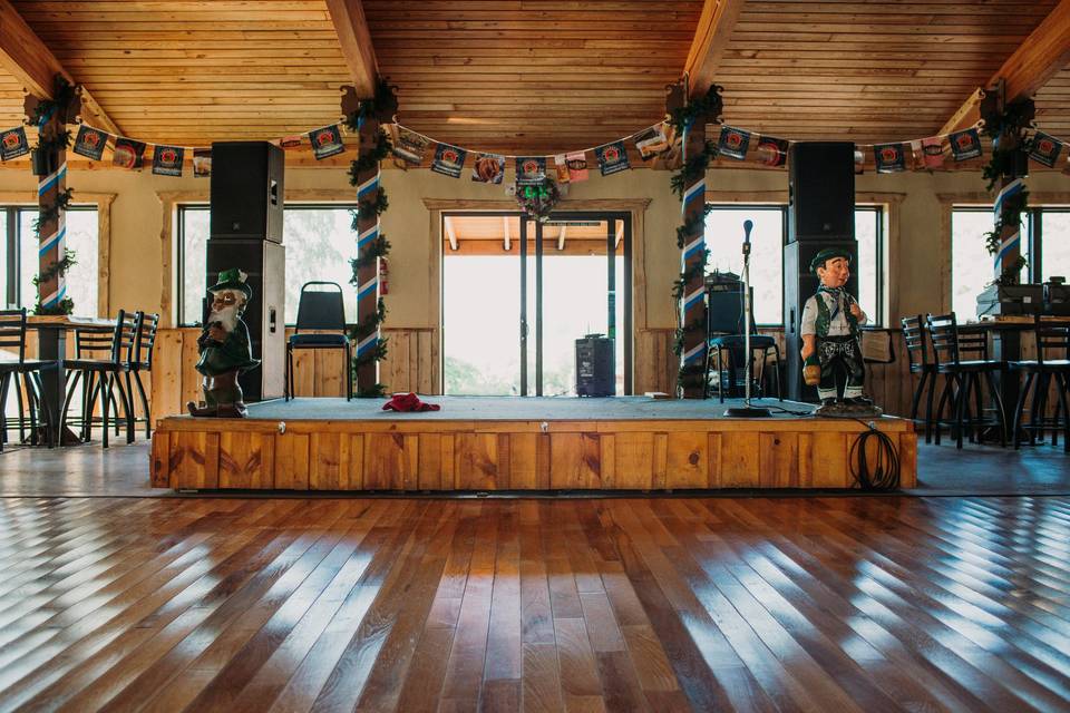 Stage inside the lodge