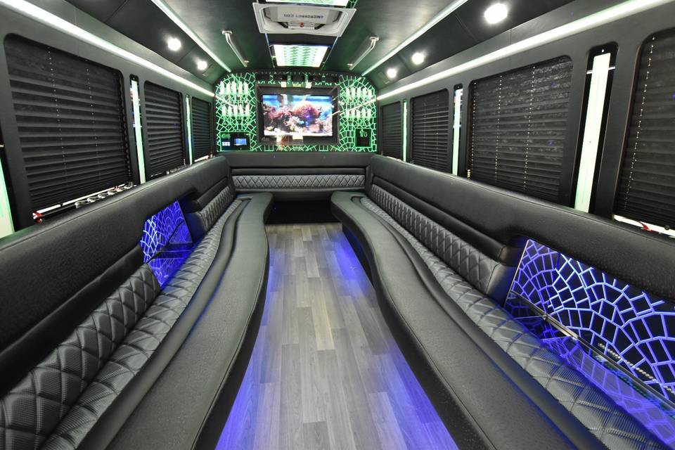 Green and black interior