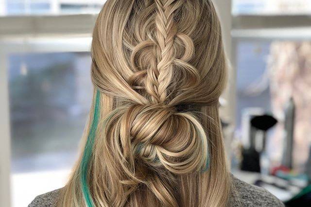 Boho double braided half up