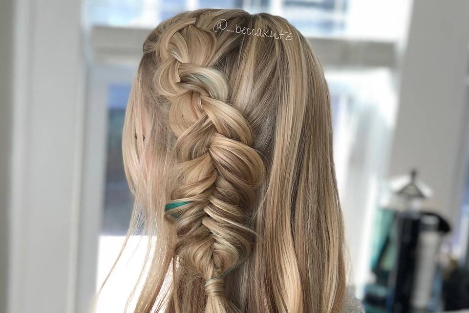 Side braid with soft curls