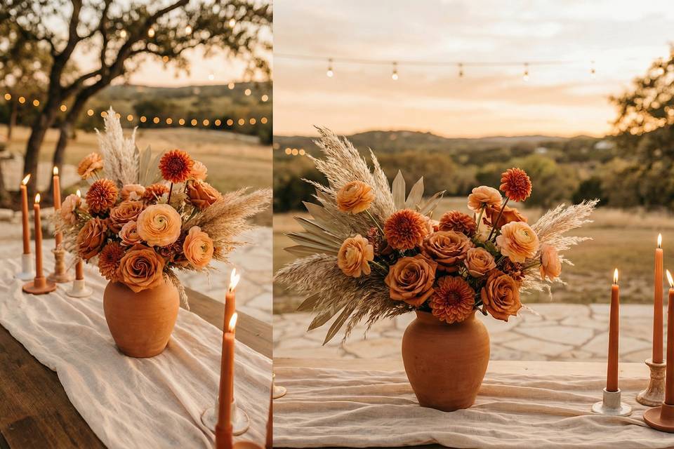Centerpiece-tall-white-hydrang
