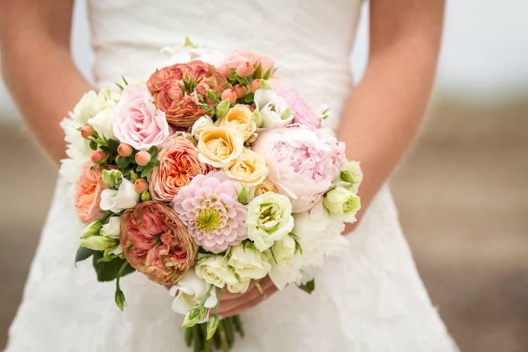 Pastel colored bridal bouquet