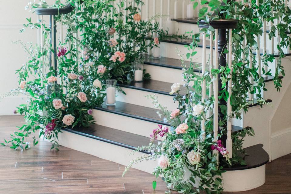 Greenery and roses staircase