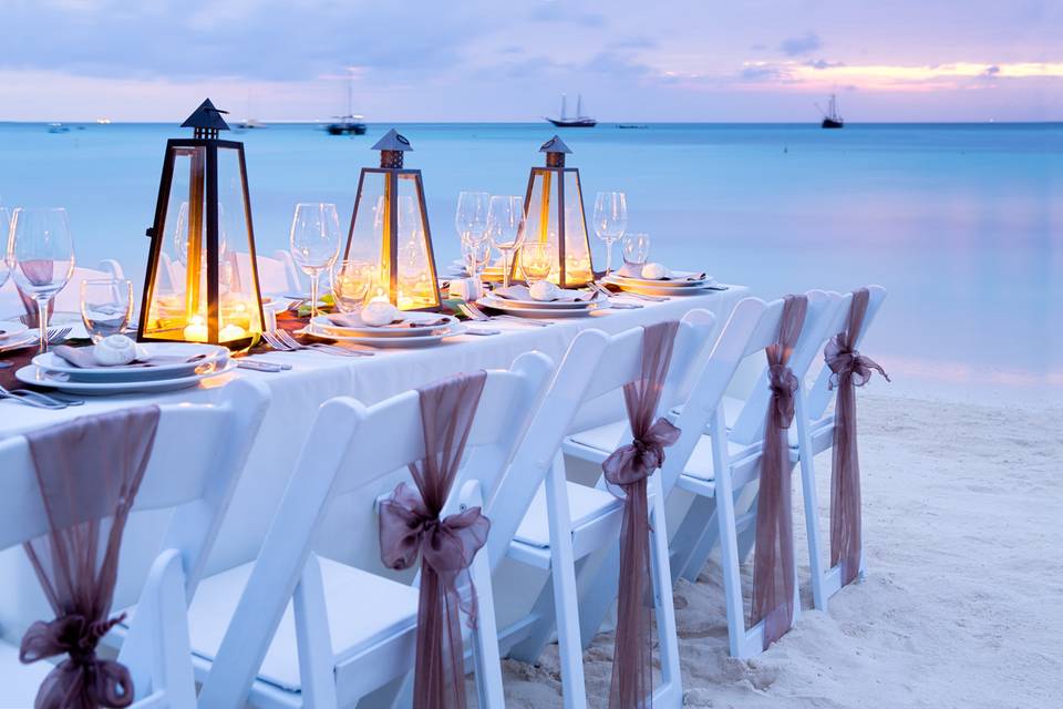 Dinner on the Beach at Sunset