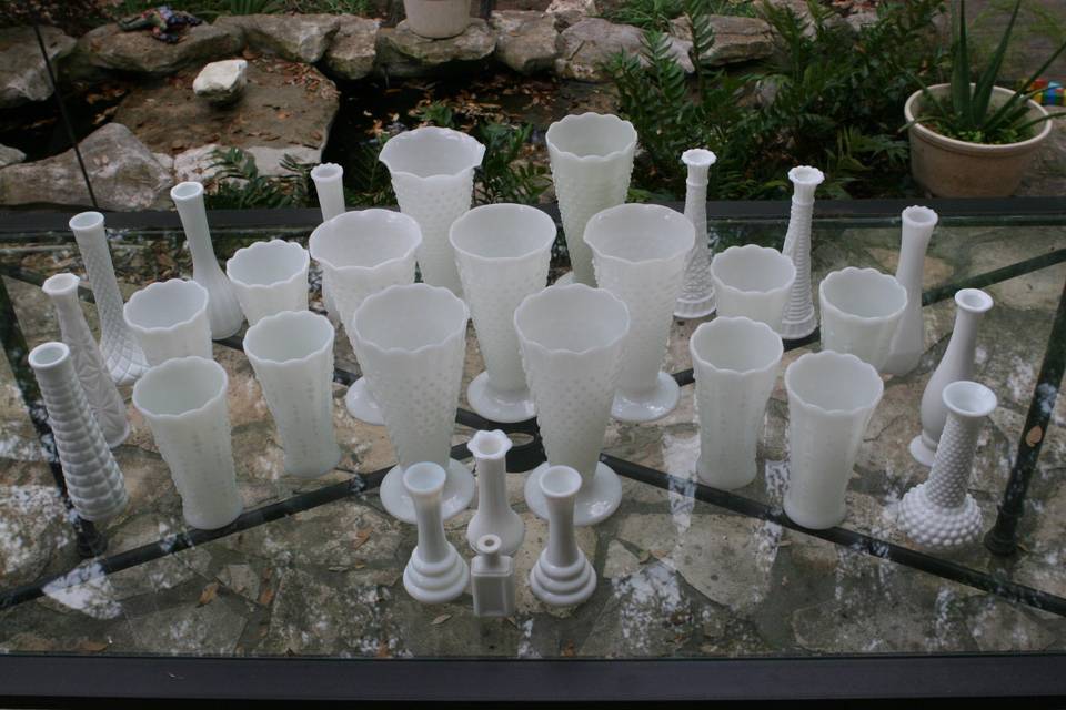 Collection of milk glass