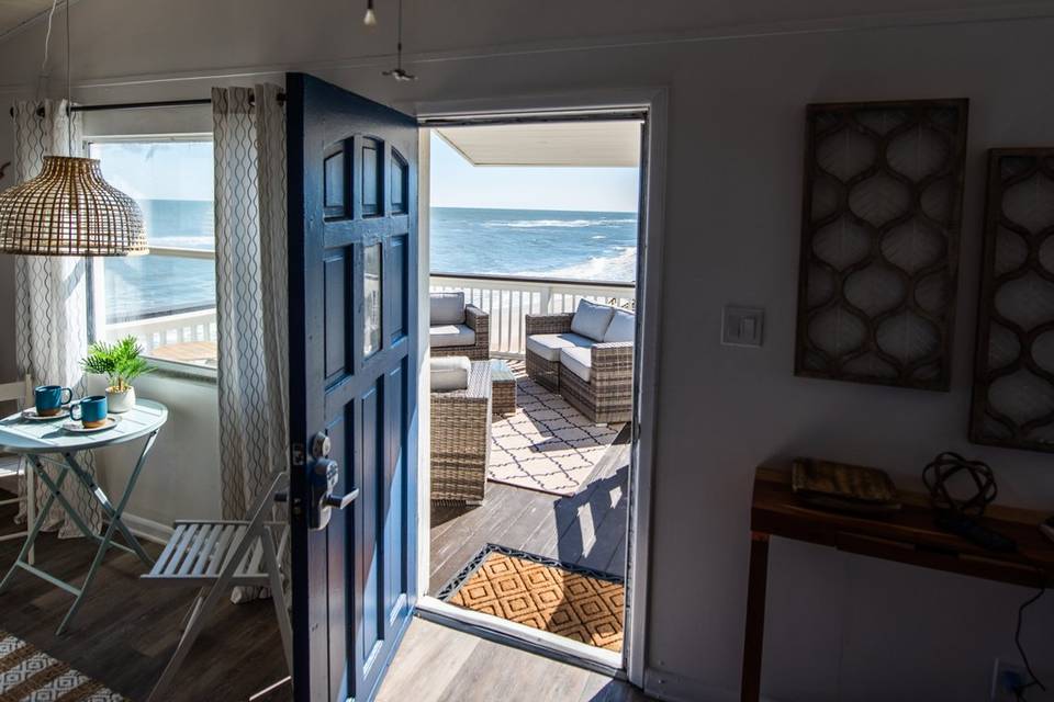 VIEW OF UPPER DECK AND OCEAN