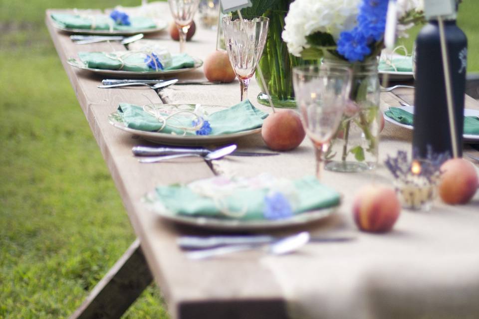 Table setup with centerpiece