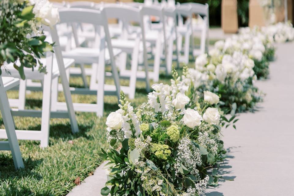 Floral Lined Ceremony Aisle