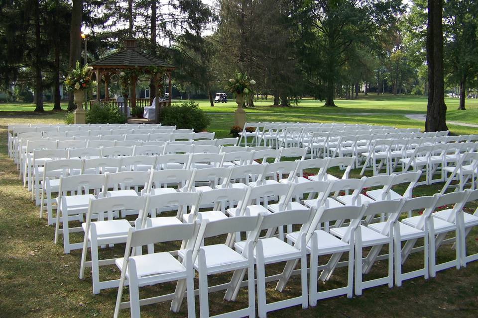 White resin chairs - ceremony