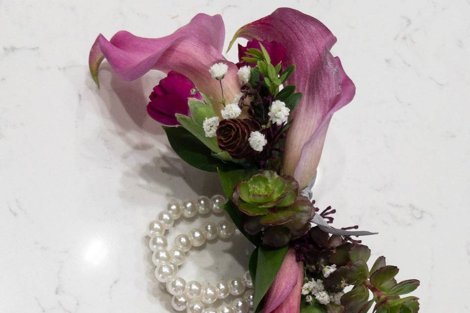 Calla Lilly Corsage and Bout