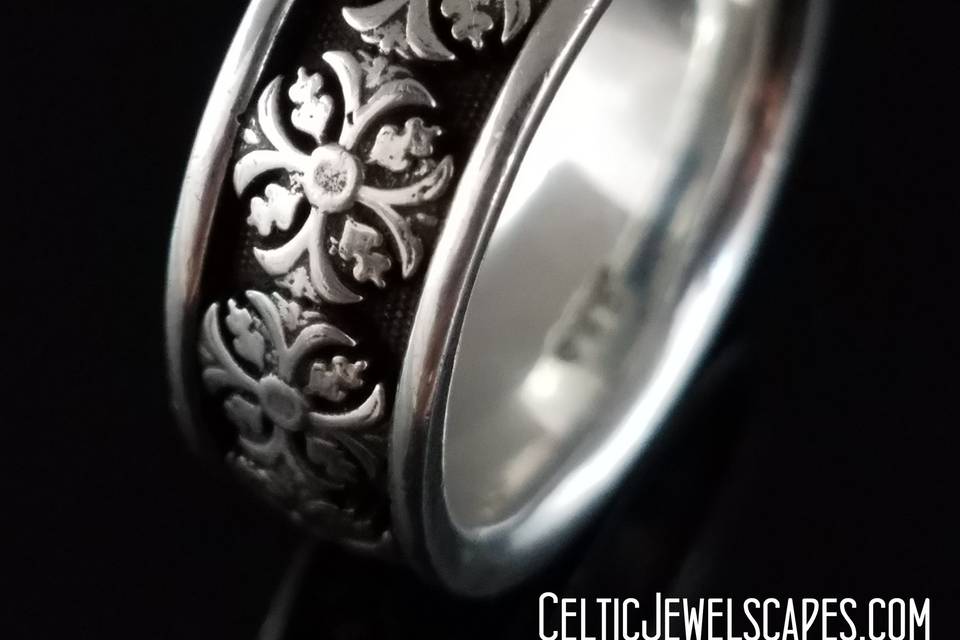 Carved Cross in Antique 14KT White Gold