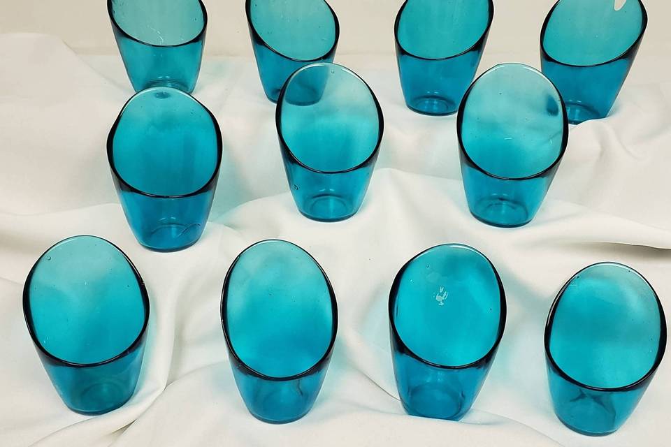 Slant Turquoise Votive Holders