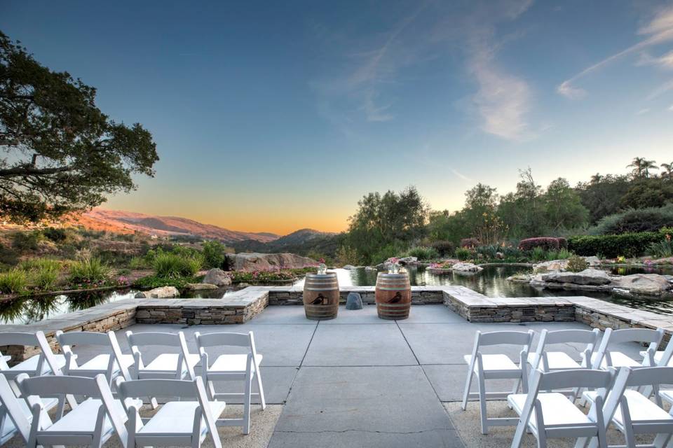 Outdoor ceremony site during sunset