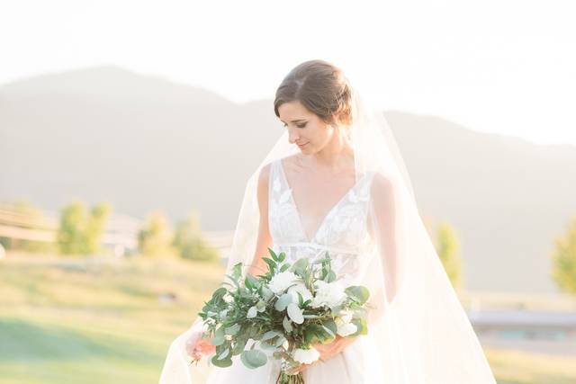 Newlywed with the bouquet
