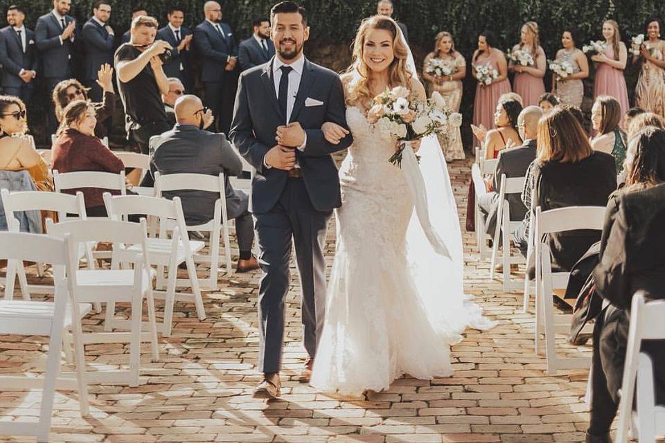 Exiting down the aisle