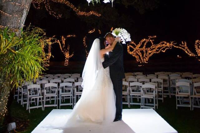 Newlyweds kissing