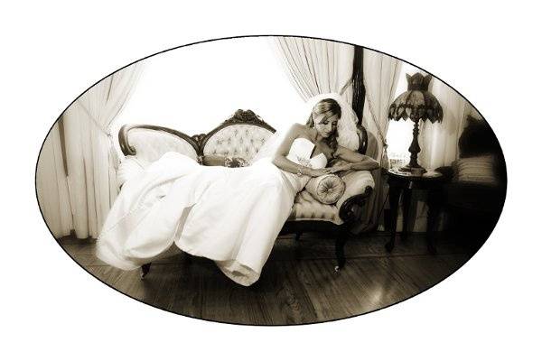 The lovely bride, in the parlor at the Jones Victorian Estate