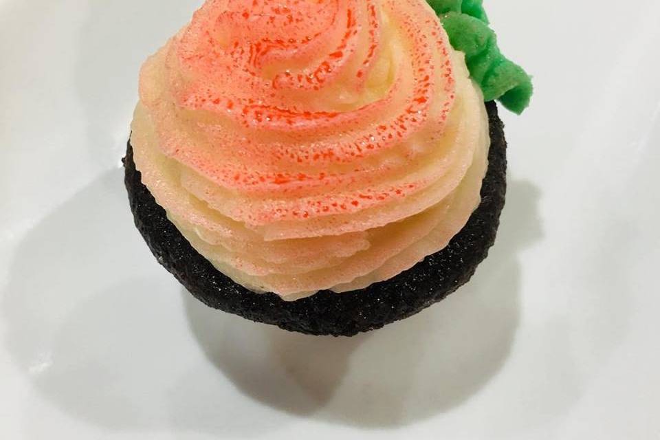 Peach-colored cupcake