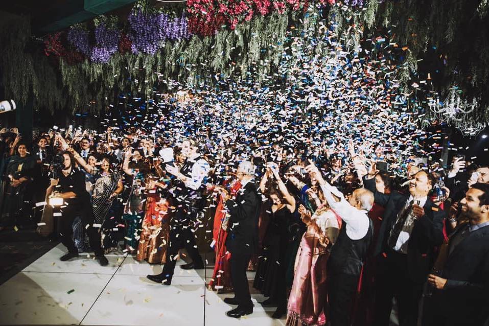 Confetti shower NYE reception