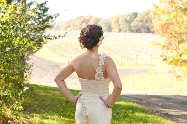 Bride just loving her dress