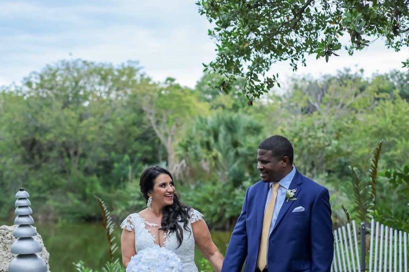 Couple by turtle pond