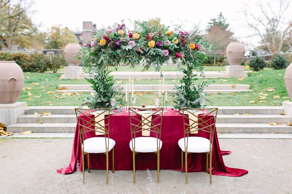 Wedding reception table setup