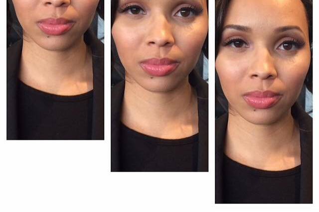 Natural makeup look on nesha for a music video.