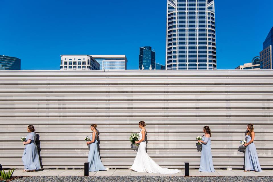 Bride and bridesmaids