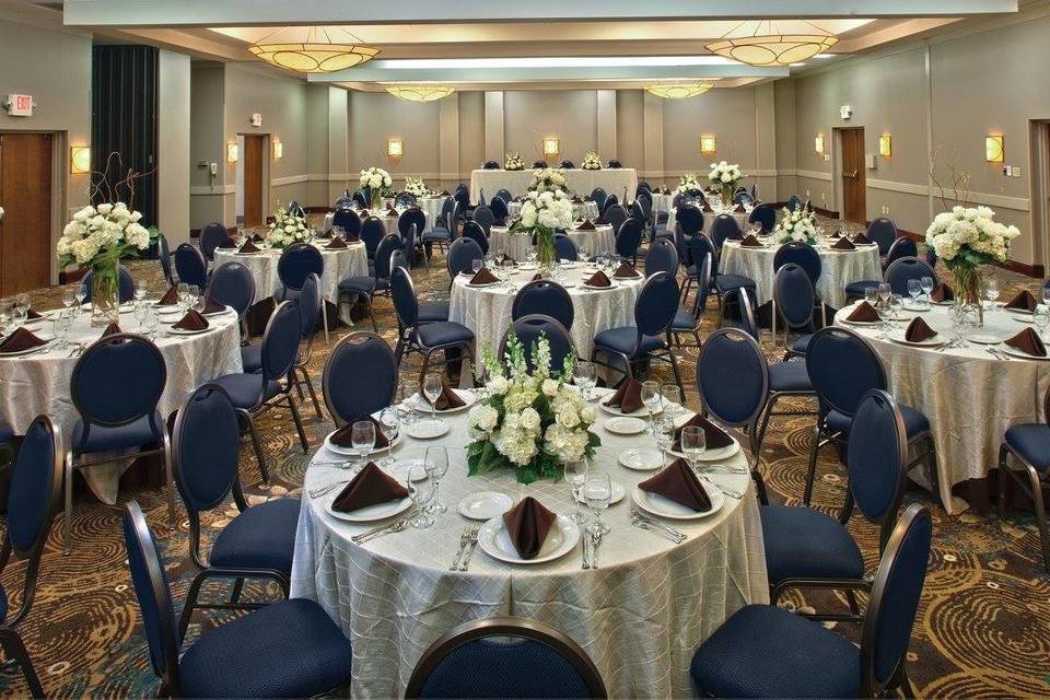 Blue and white themed reception