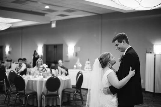 Black and white photo of the newlyweds