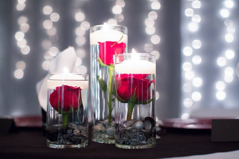 Flowers with floating candles