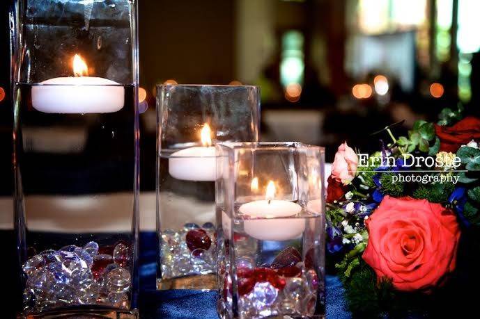 Floating Candles and Flower Arrangement