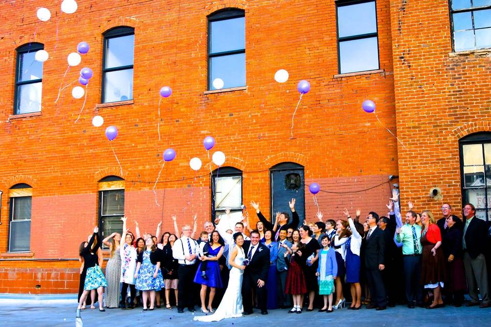 Loft wedding with sparklers