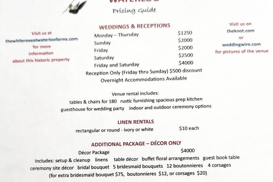 Price Sheet