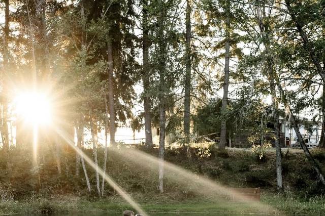 Lakeside boat at sunset