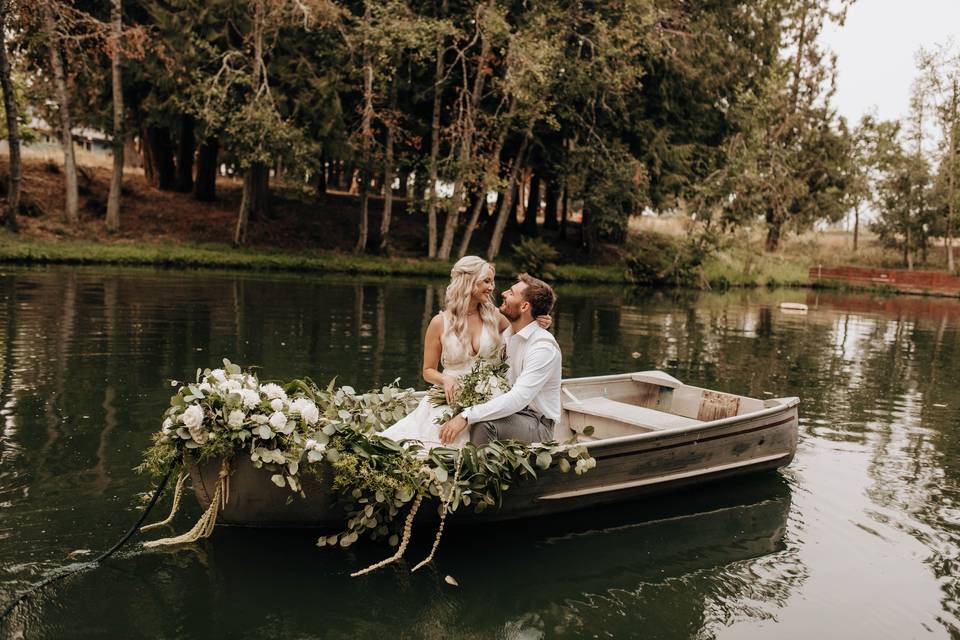 Couple in a wedding boat