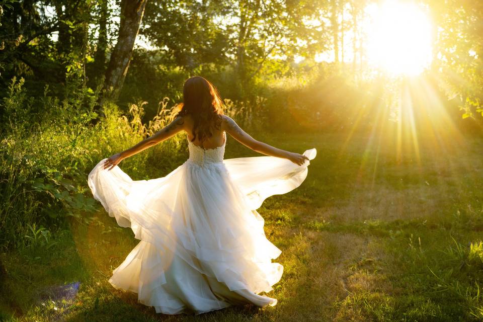 Bride at sunset