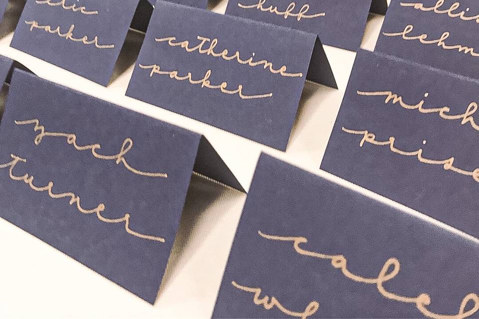 Place Cards: Gold Ink