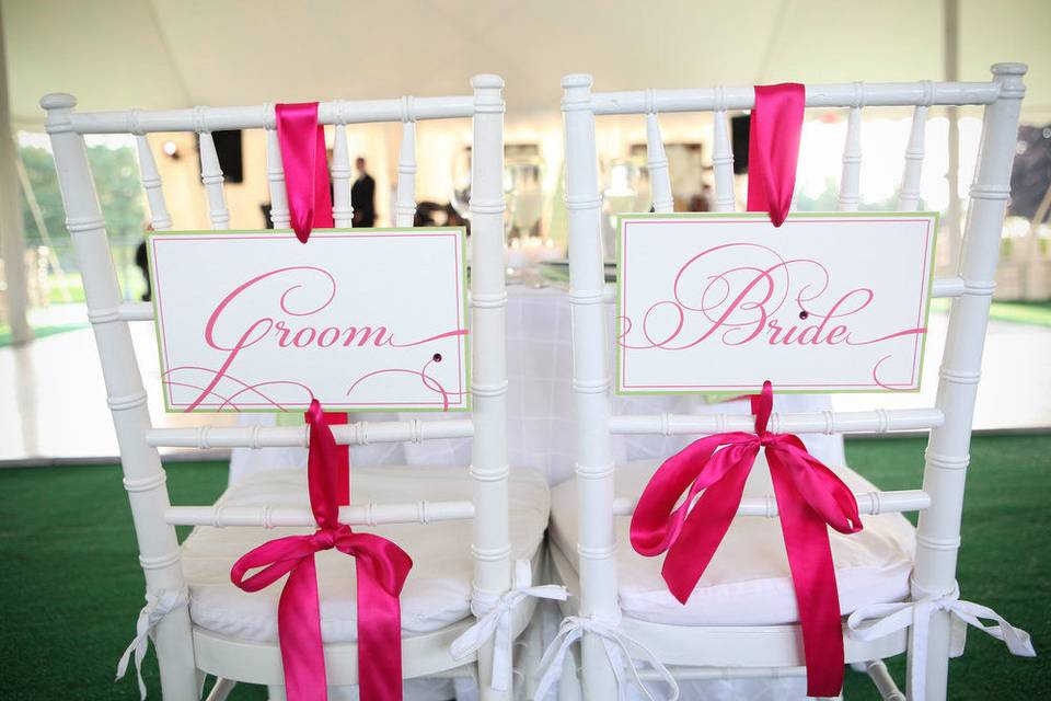 Bride and groom chairs