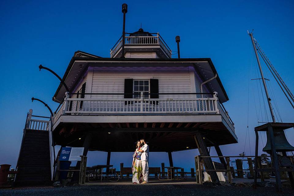Newlyweds at CBMM Lighthouse