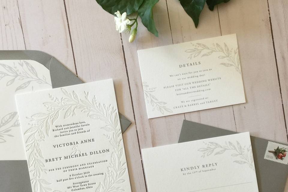 Olive branch letterpress