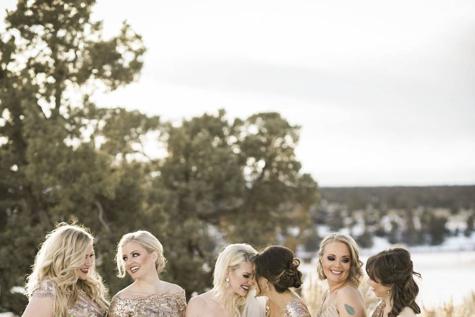 Bride and bridesmaids