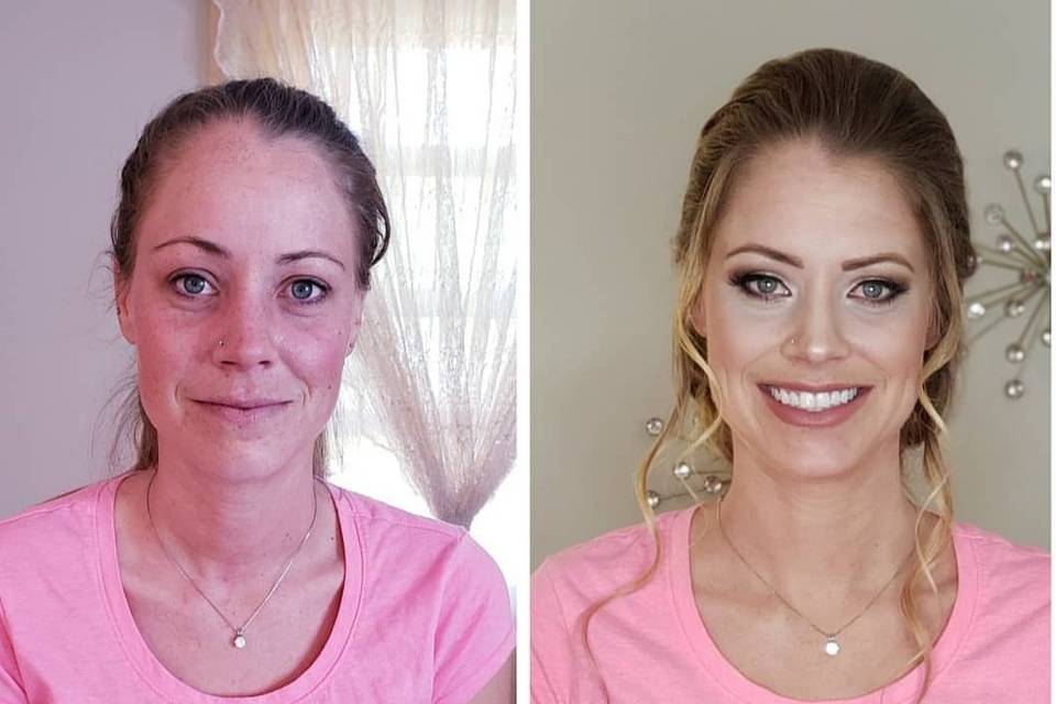 Before and after makeup look