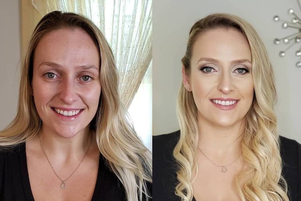 Before and after makeup look