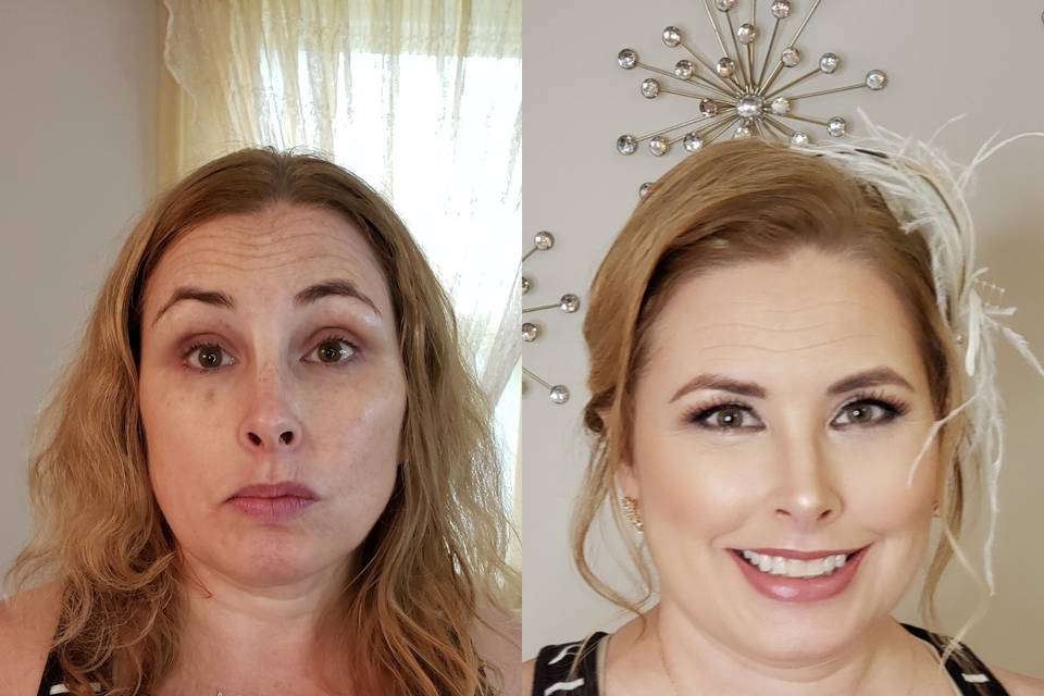 Before and after makeup look