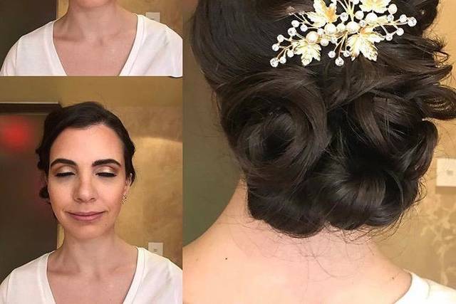 Hair updo and makeup