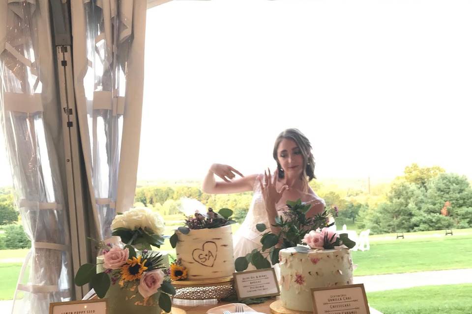 A bride and her cakes
