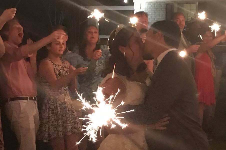 Sparklers for an exit kiss